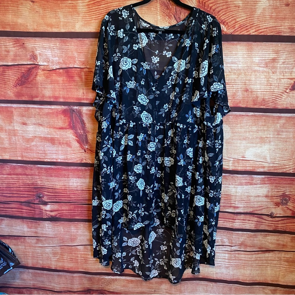 Torrid Sheer High Low Floral Maxi Dress